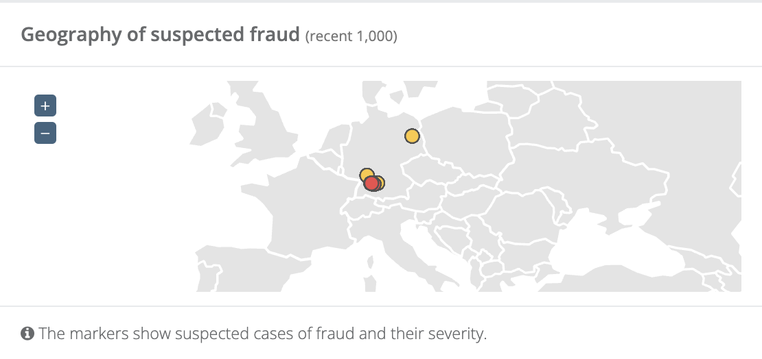 Image We show where your clicks come from. In addition, you can use of our traffic light system directly identify from which country and region increased fraudulent clicks originate.